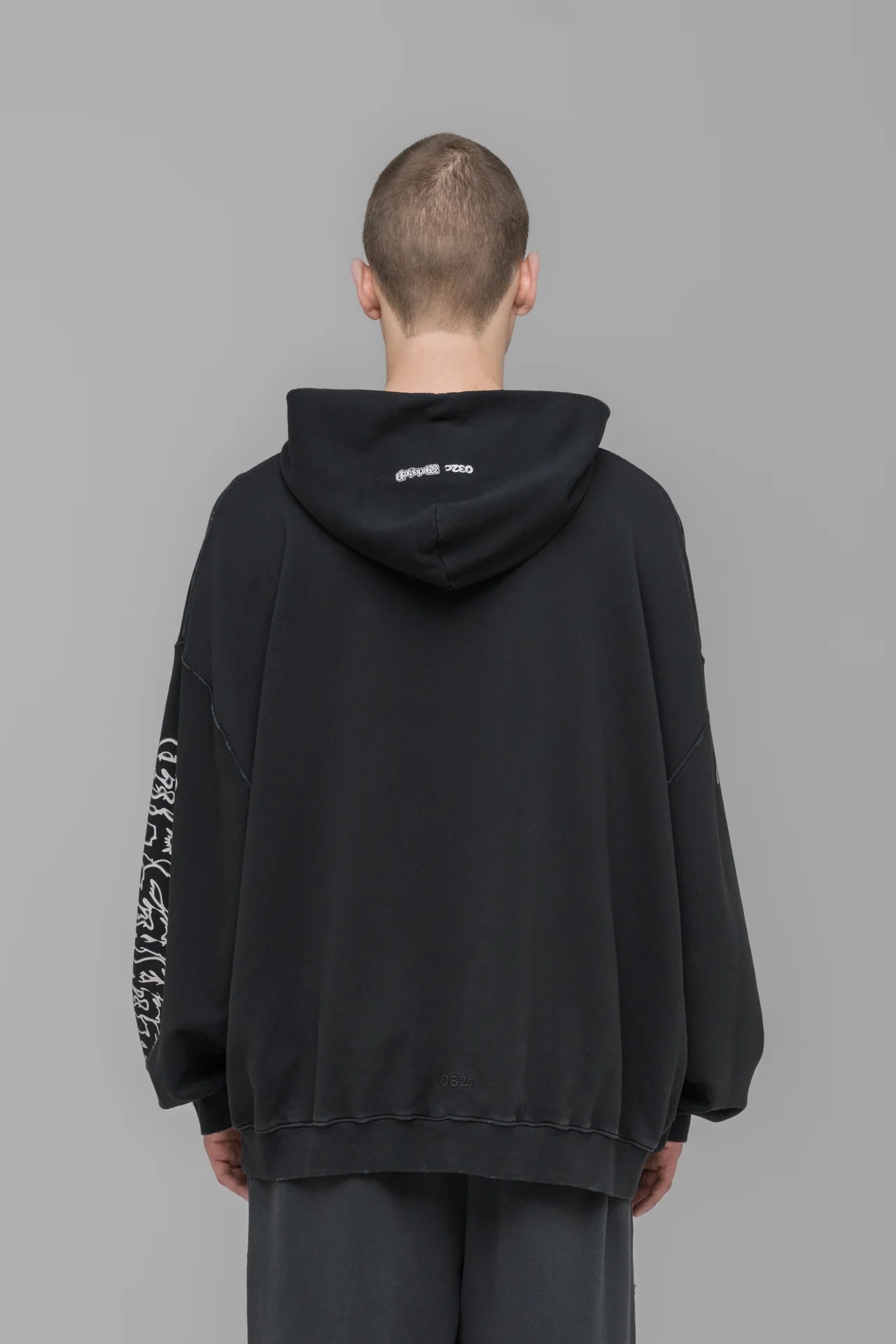 032c "FAITHLESS" OVERSIZED Hoodie Faded Black