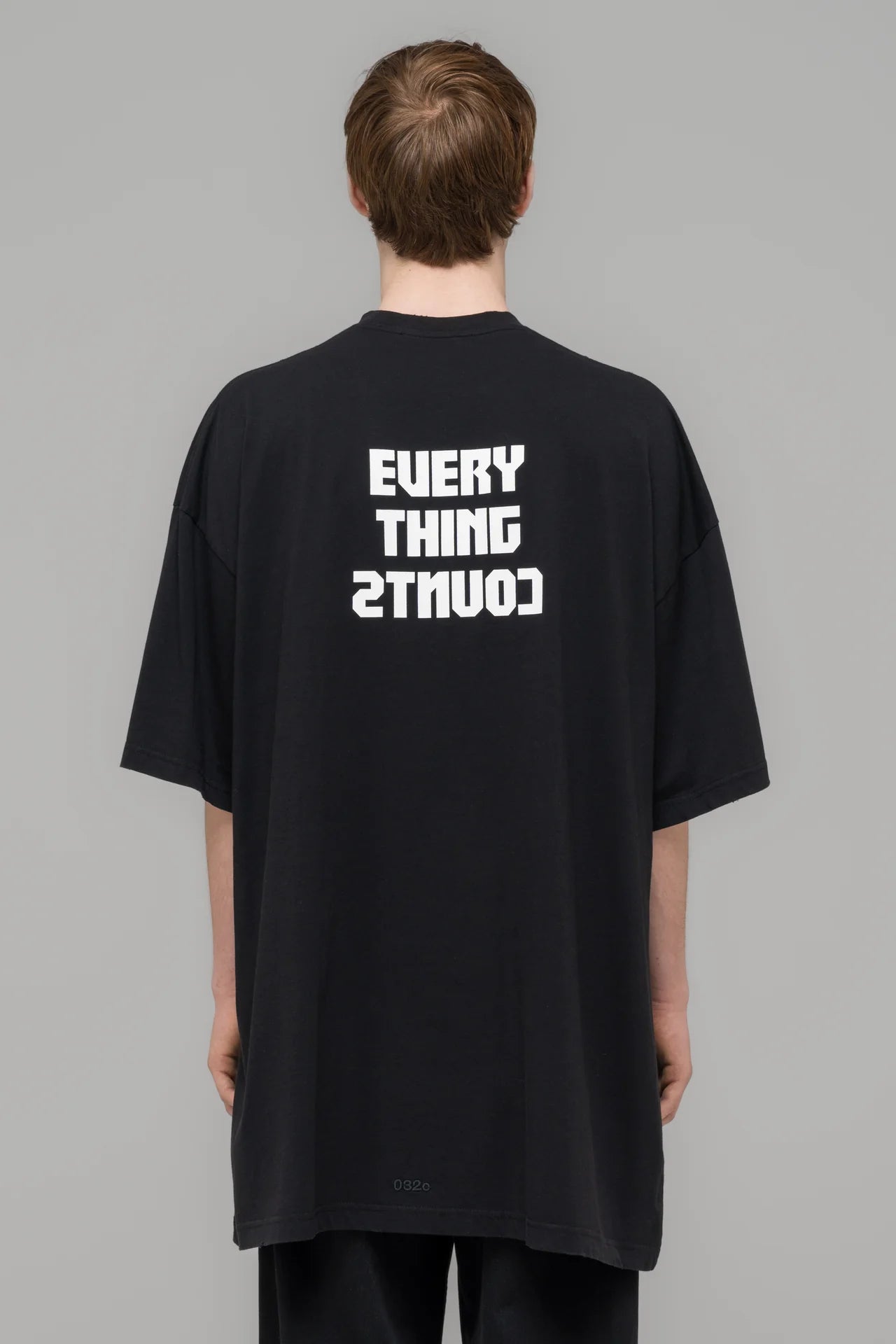 032c "POINT ZERO" Oversized T-Shirt Washed Black