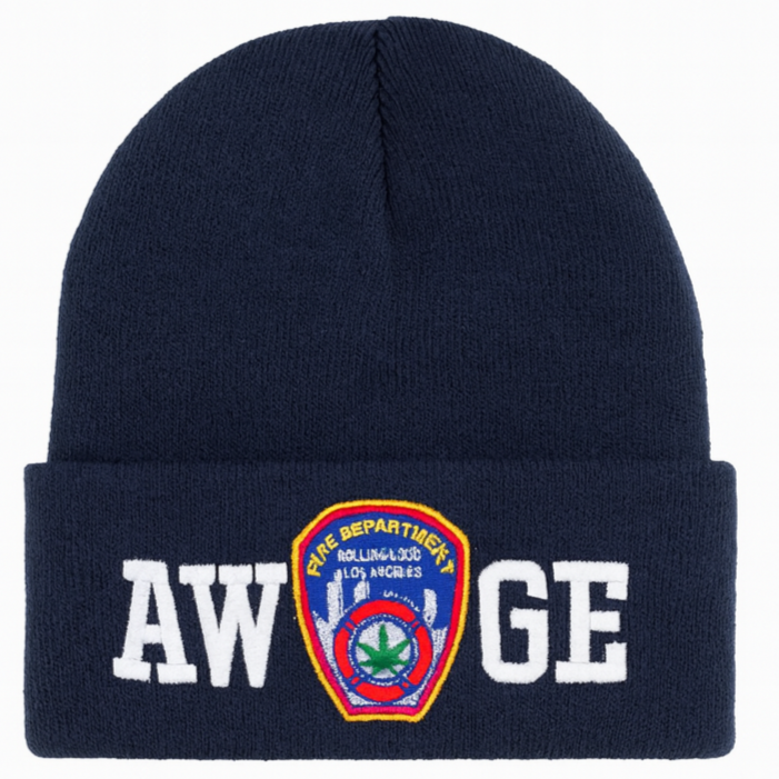 A$AP ROCKY AWGE Fire Departament Blue Beanie