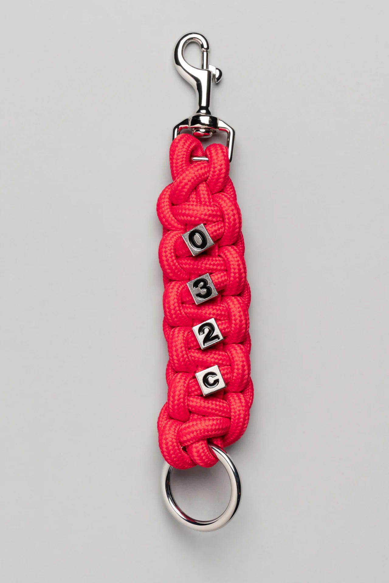 032c "HARDCORE FRIENDSHIP" Knotted Keychain Red