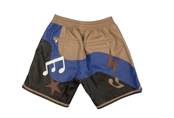 Just Don Sound Graphic Leather Shorts