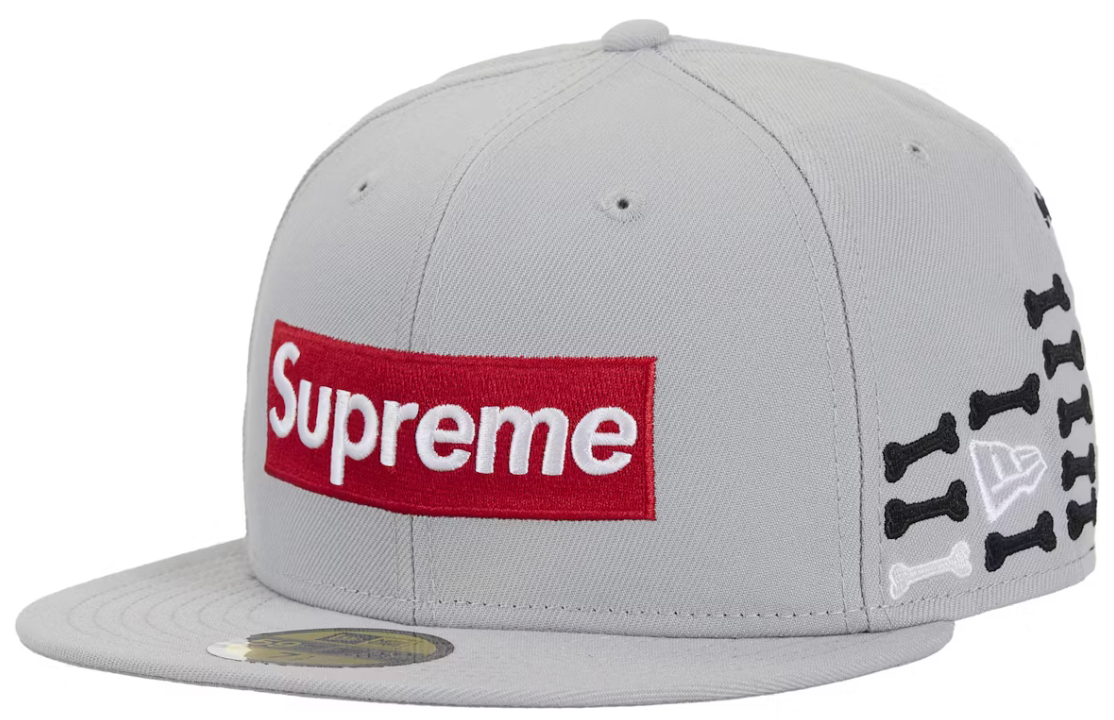 Supreme Bones Box Logo New Era 59Fifty Fitted Cap Grey