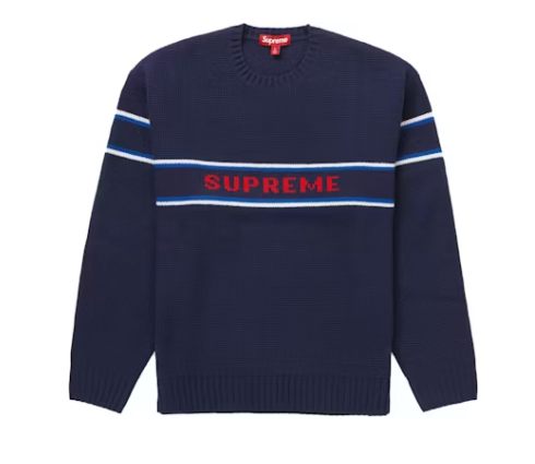 Supreme Chest Stripe Sweater Navy – HIGHKIOSK Supreme Chest Stripe Sweater Navy – HIGHKIOSK