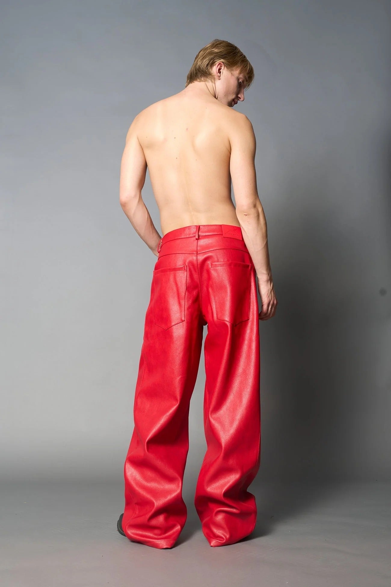 Namilia Leather Baggy Suit Trousers Red