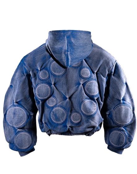 Bad Son ‘Oxygen’ Padded Zip-Up Hoodie Faded Cobalt