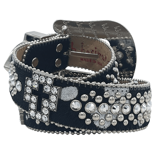 B.B. Simon Zafirah Belt Black & Chrome