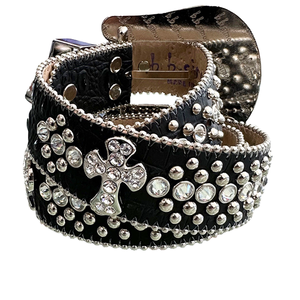 B.B. Simon Belt Adabelle Western 2 Black & Clear