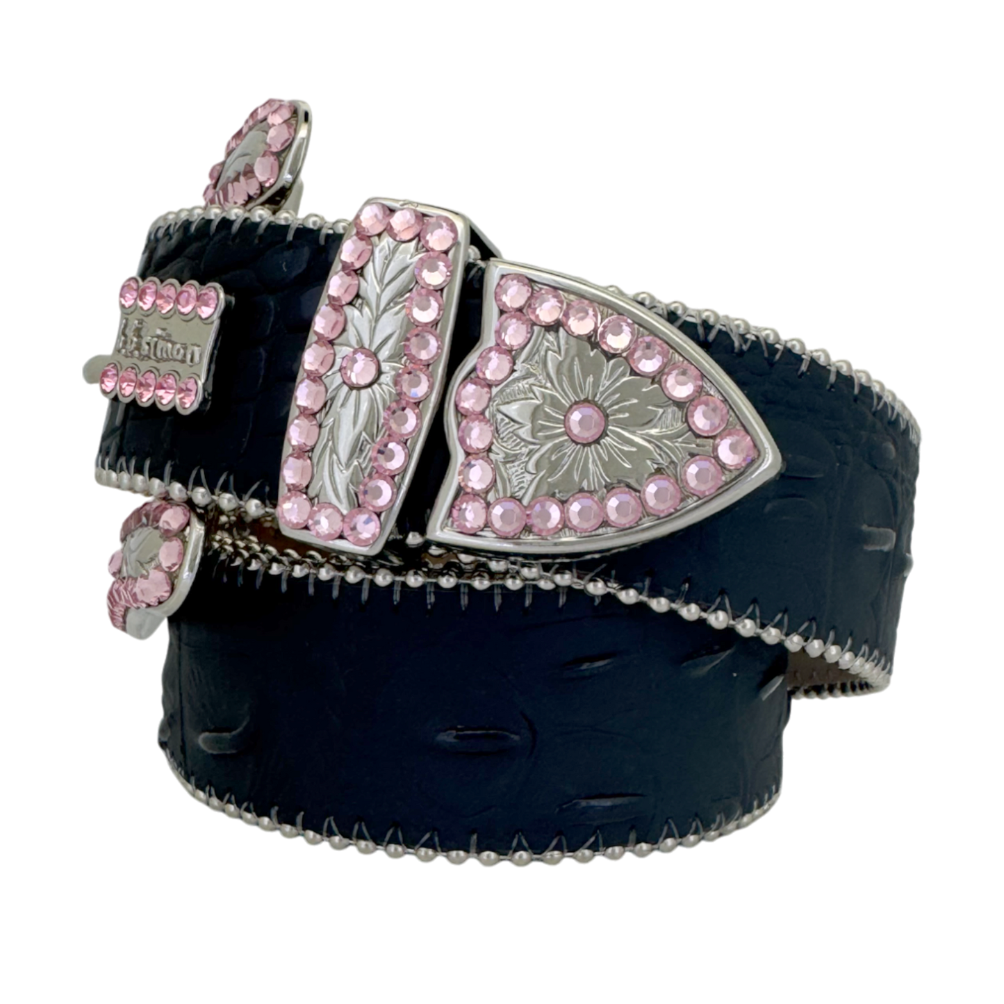 B.B. Simon Belt Classic Western Black Lt.Rose