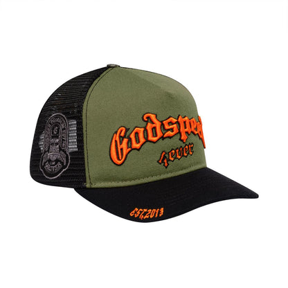 Godspeed GS Forever Trucker Hat Olive Orange