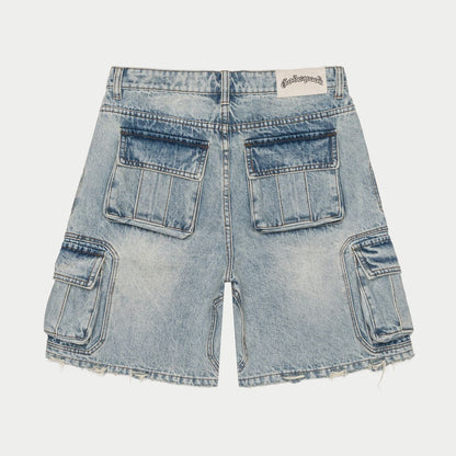 Godspeed Octagon Cargo Denim Shorts Blue