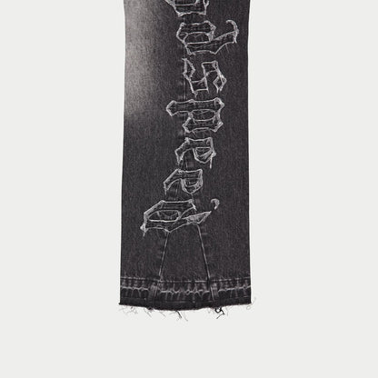 Godspeed OG Logo Flared Denim Stitched Grey Wash BOOM