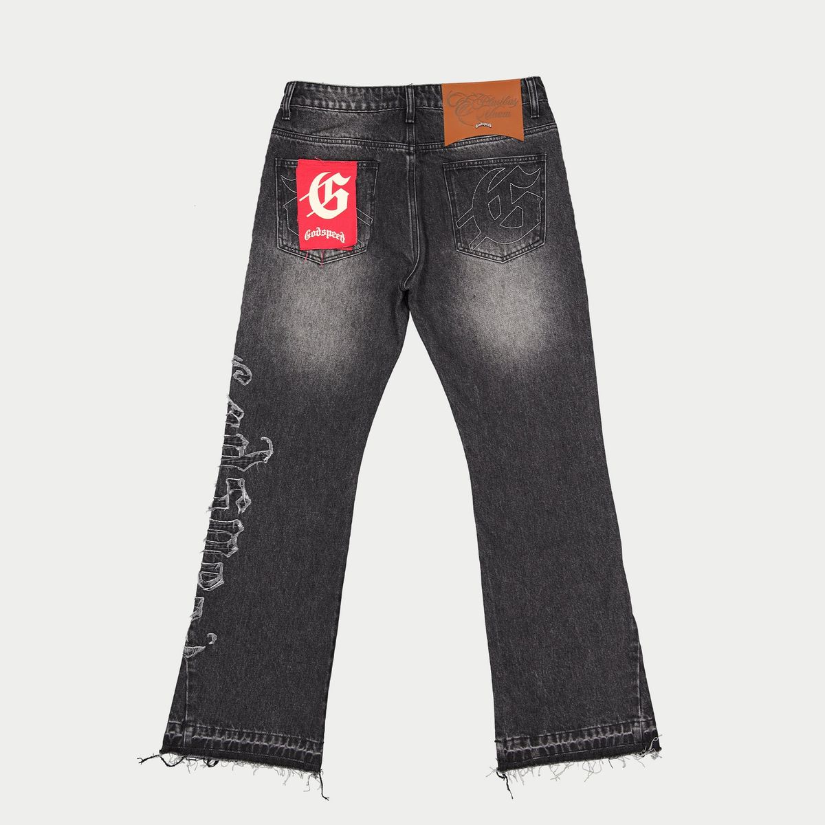 Godspeed OG Logo Flared Denim Stitched Grey Wash BOOM