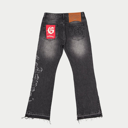 Godspeed OG Logo Flared Denim Stitched Grey Wash BOOM