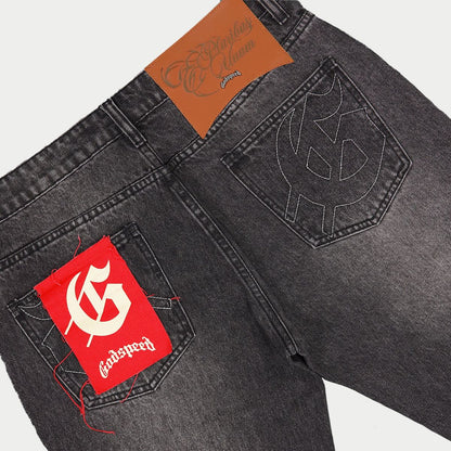 Godspeed OG Logo Flared Denim Stitched Grey Wash BOOM