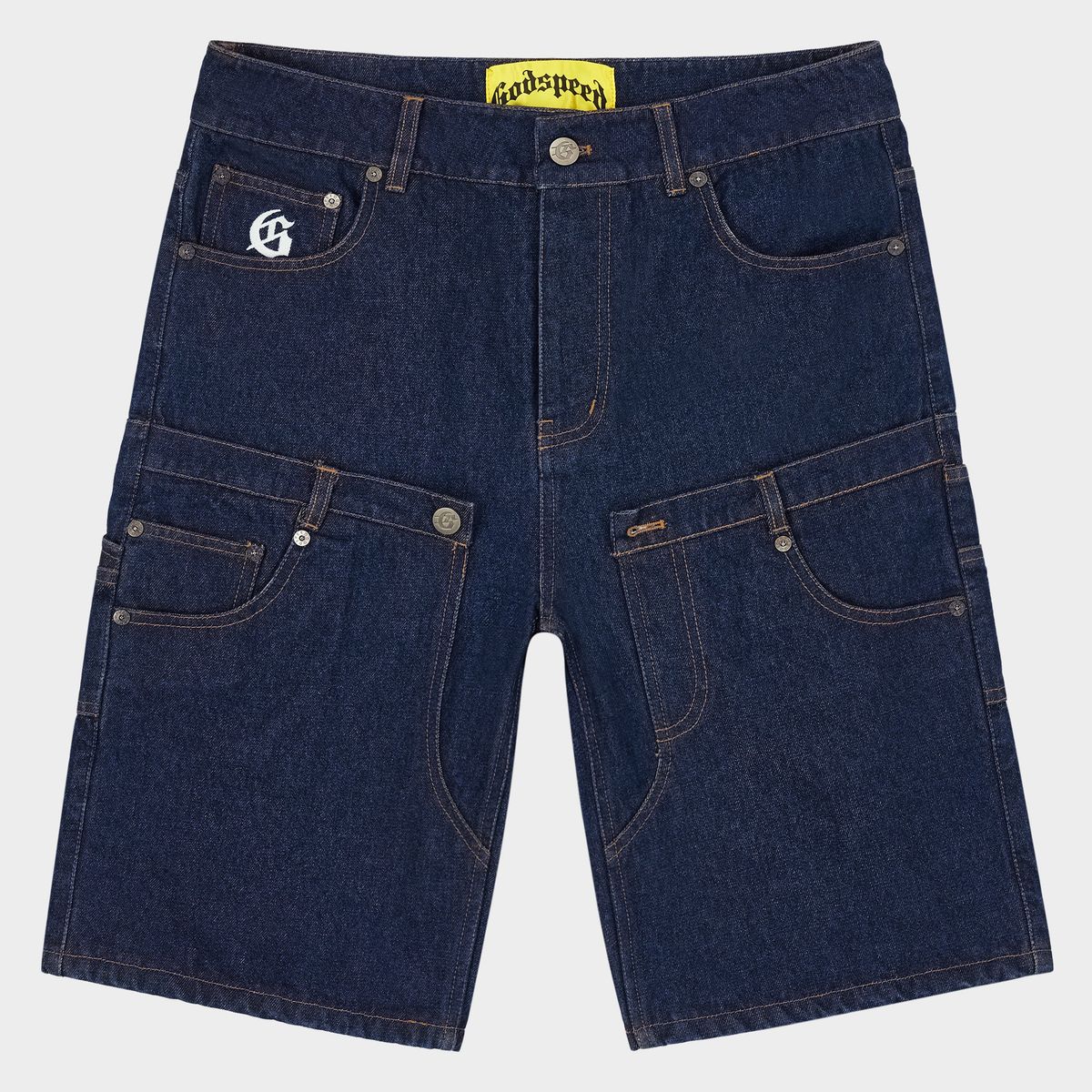 Godspeed Twin Panel Denim Shorts Raw Blue