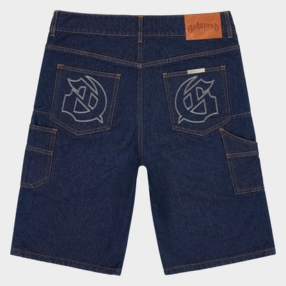 Godspeed Twin Panel Denim Shorts Raw Blue