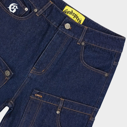 Godspeed Twin Panel Denim Shorts Raw Blue