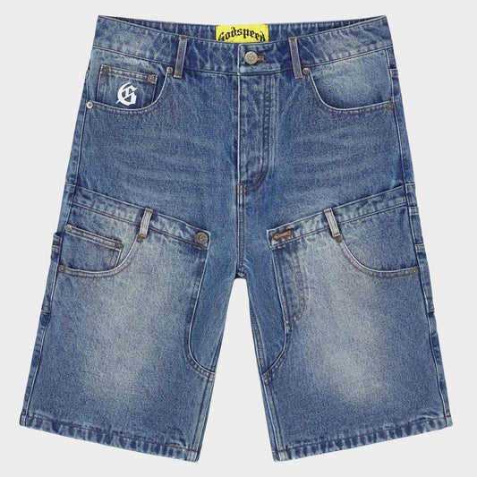 Godspeed Twin Panel Denim Shorts (Blue)