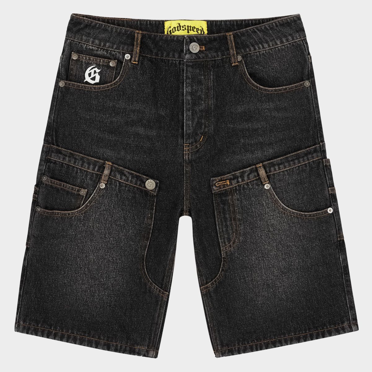 Godspeed Twin Panel Denim Shorts Black