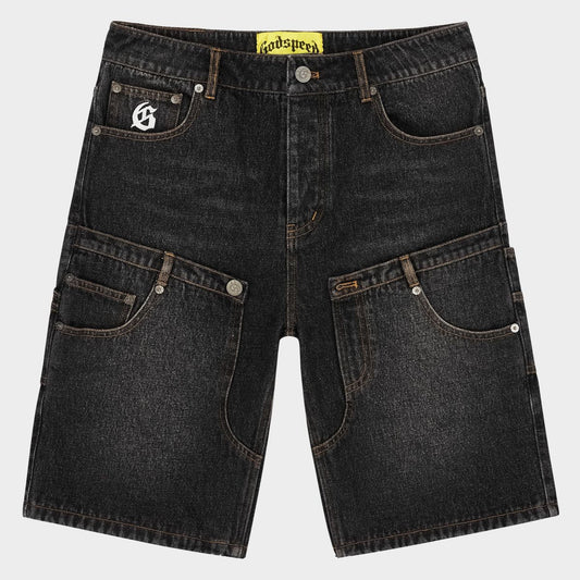 Godspeed Twin Panel Denim Shorts Black