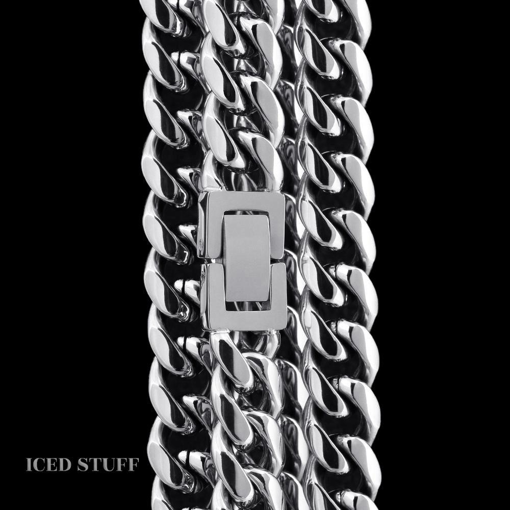 Miami Cuban Link 10mm Białe Złoto - IcedStuff