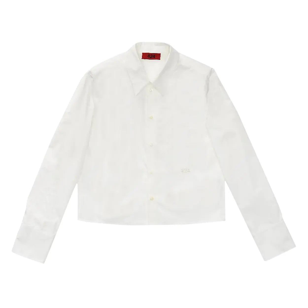 424 Long-Sleeve Cropped Shirt White