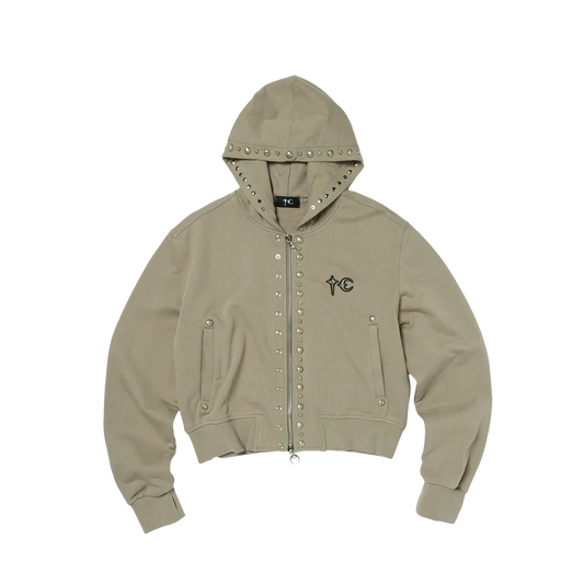 Thug Club Studded Line Cropped Zip-Up Hoodie