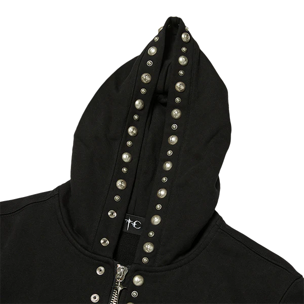 Thug Club Studded Line Cropped Zip-Up Hoodie Women
