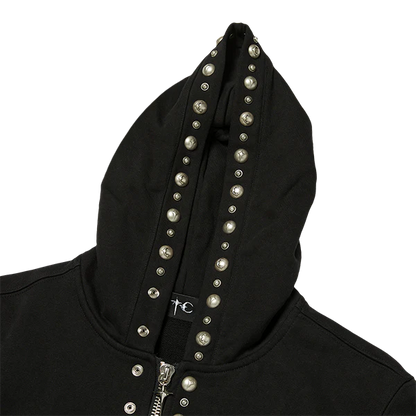 Thug Club Studded Line Cropped Zip-Up Hoodie Women