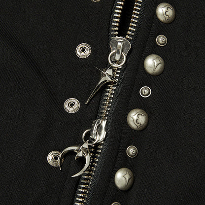 Thug Club Studded Line Cropped Zip-Up Hoodie Women