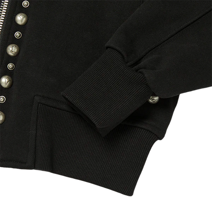Thug Club Studded Line Cropped Zip-Up Hoodie Women