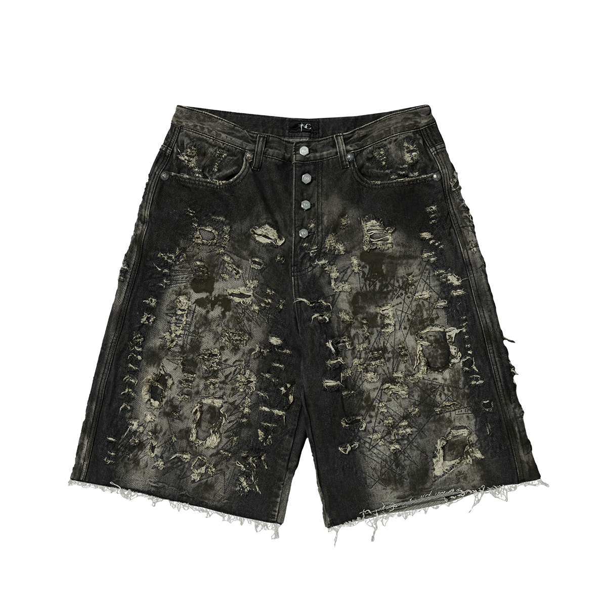 Thug Club Hard Washed Destroyed Denim Shorts