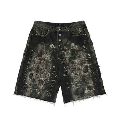 Thug Club Hard Washed Destroyed Denim Shorts