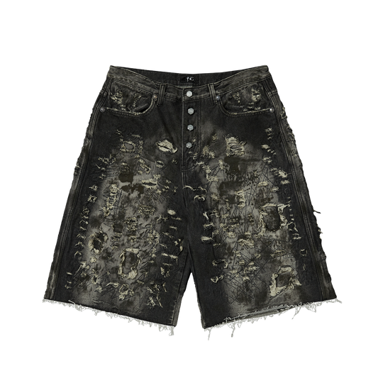 Thug Club Hard Washed Destroyed Denim Shorts