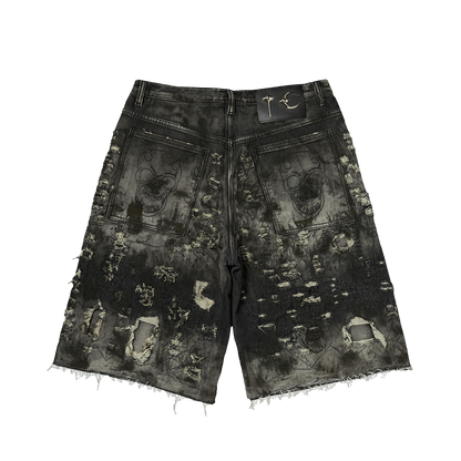 Thug Club Hard Washed Destroyed Denim Shorts