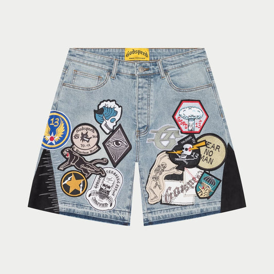 Godspeed Patchwork Denim Shorts V2 (Blue)