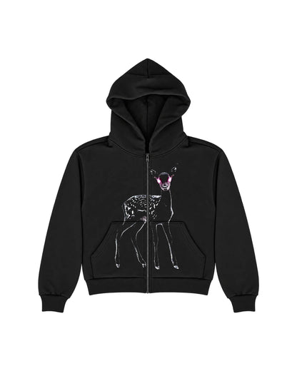 North West N0RTH4EVR Fawn Cropped Zip Hoodie Black