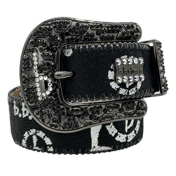 B.B. Simon Acid Washed Pony Hair Triple ‘b’ Classic – Black/Chrome