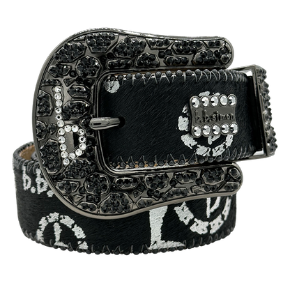 B.B. Simon Acid Washed Pony Hair Triple ‘b’ Classic – Black/Chrome