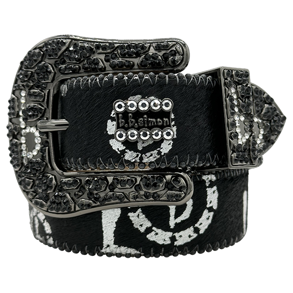 B.B. Simon Acid Washed Pony Hair Triple ‘b’ Classic – Black/Chrome