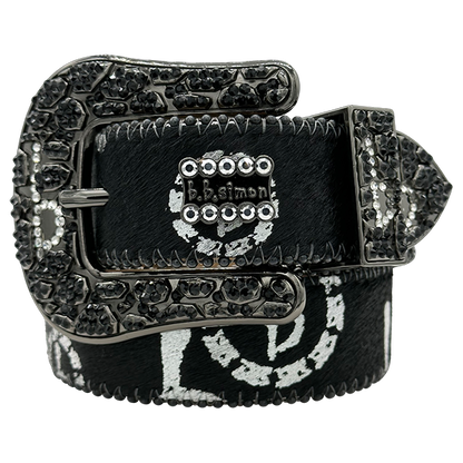 B.B. Simon Acid Washed Pony Hair Triple ‘b’ Classic – Black/Chrome