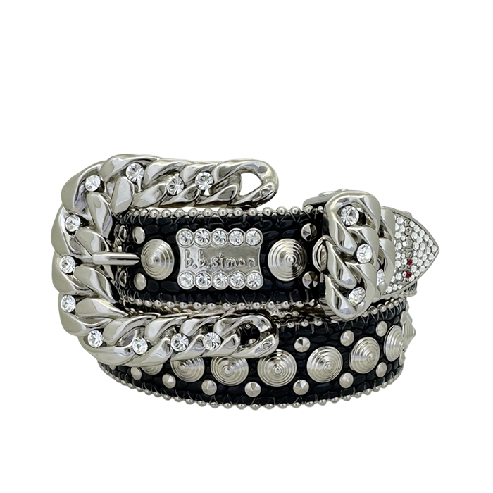 B.B. Simon Skinny Curb Spiral -Silver/Clear