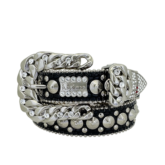 B.B. Simon Skinny Curb Spiral -Silver/Clear