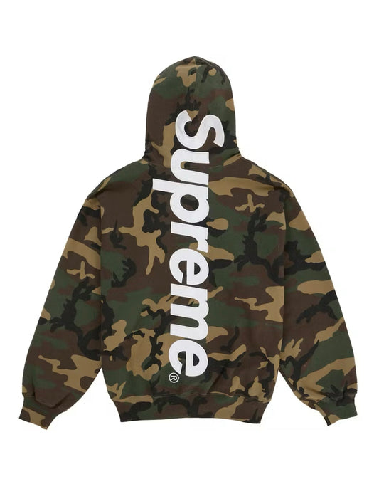 Supreme Satin Applique Hooded Sweatshirt (SS26) Woodland Camo