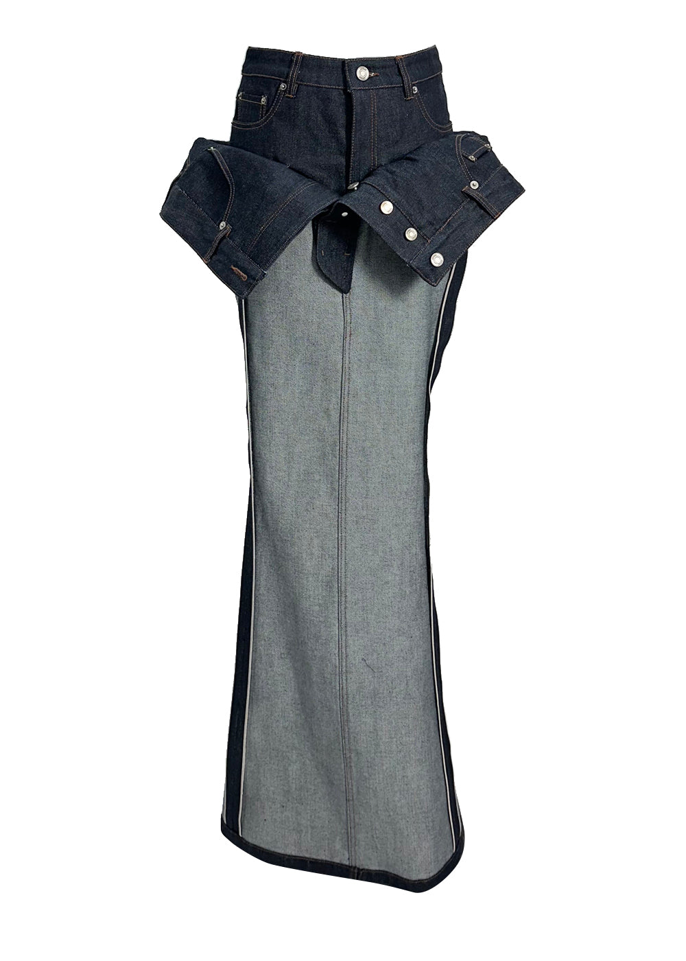 Juun.J Double Layered Raw Denim Slim Skirt