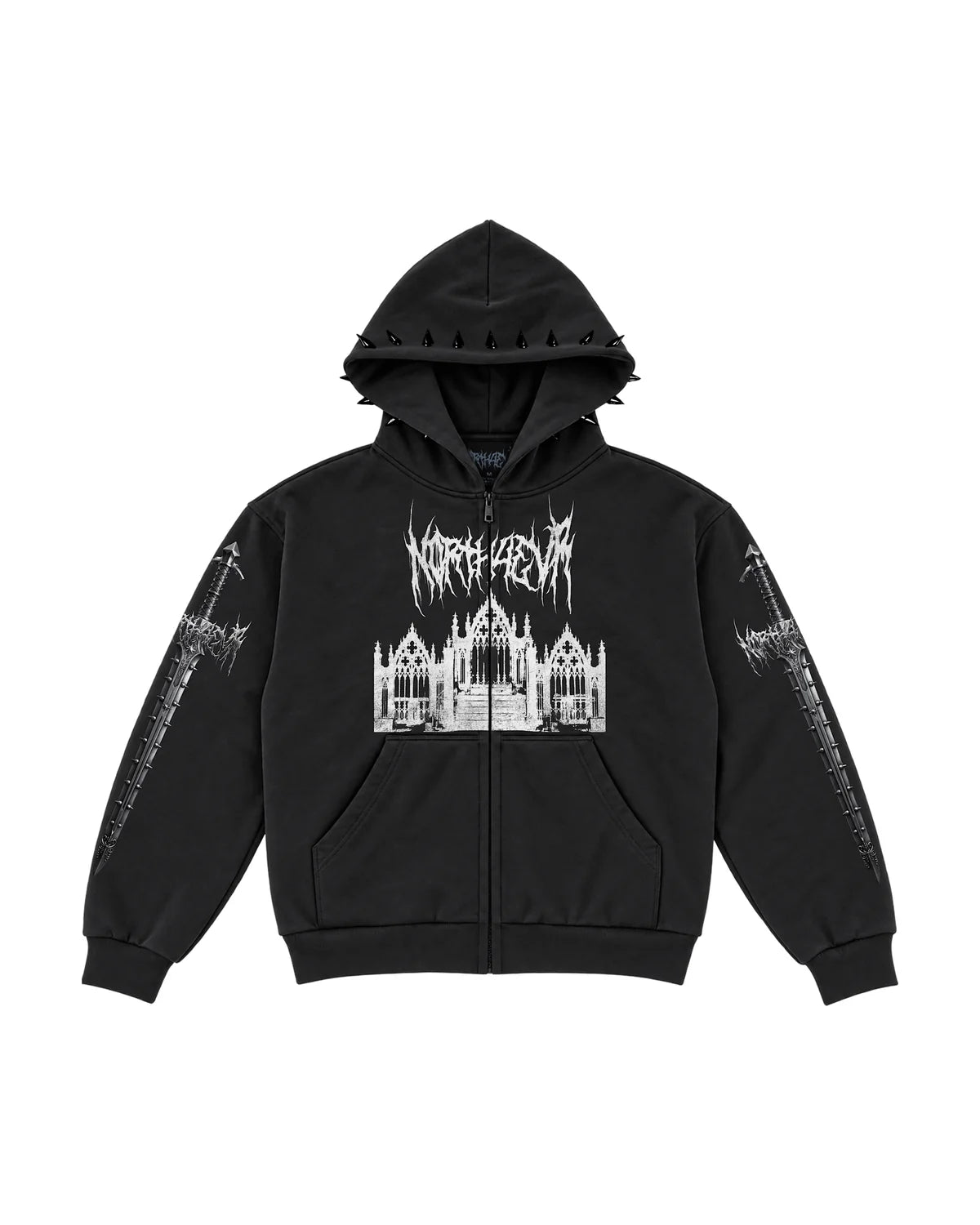 North West N0RTH4EVR Cathedral Zip Hoodie Black