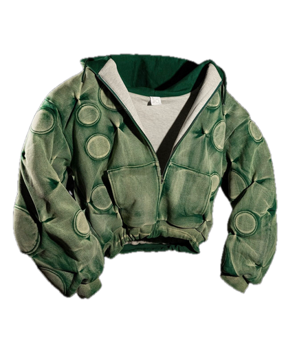 Bad Son ‘Oxygen’ Padded Zip-Up Hoodie Green