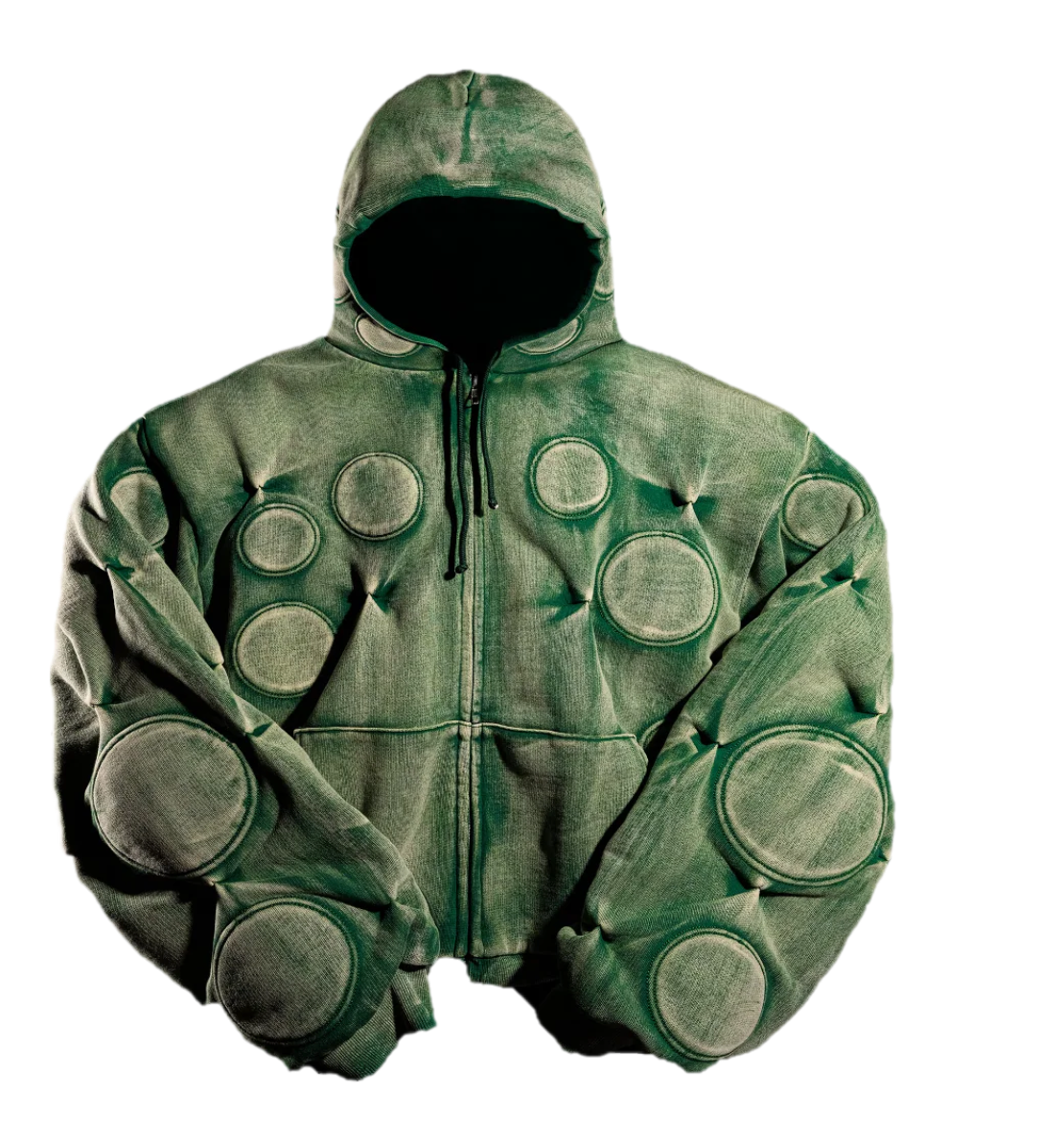 Bad Son ‘Oxygen’ Padded Zip-Up Hoodie Green