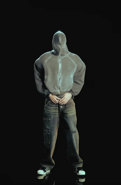 Thug Club Bulk Shoulder Gladiator Zip-Up Hoodie Charcoal