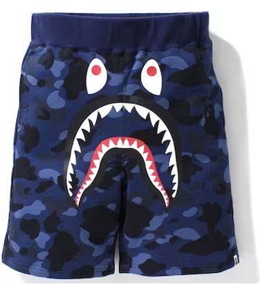 BAPE 1st Camo Shark Sweat Shorts Blue